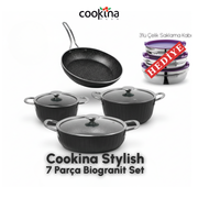 7Parça Granit Tencere Seti ve 3'lü Saklama Kabı