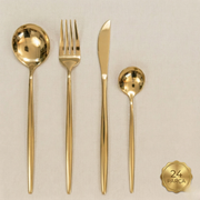 CookinaPlus Royal Gold 24 Parça 6 Kişilik Lüks Çatal Bıçak Takımı