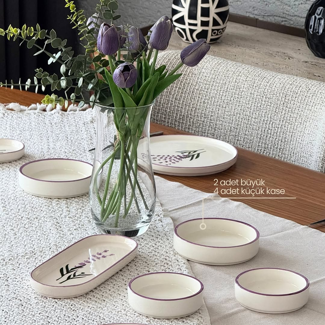 Kahvaltı Takımı 14 Parça Lavanta Desenli