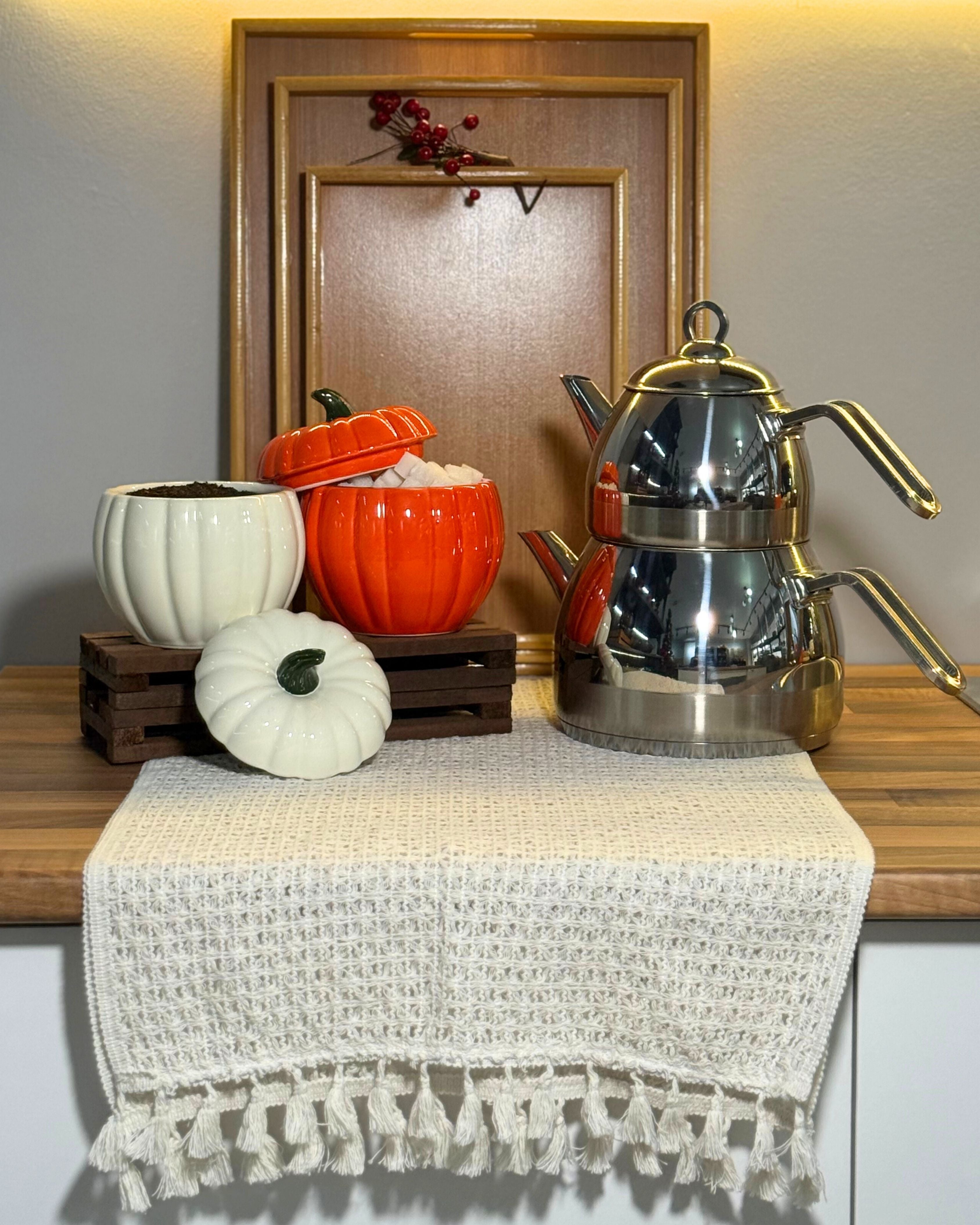 Cookina Çelik Çaydanlık ve İkili Bal Kabağı Şekerlik