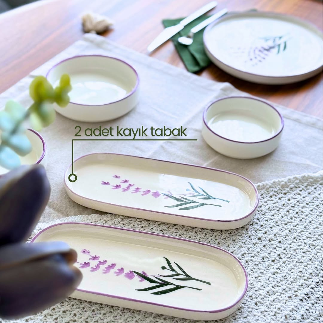 Kahvaltı Takımı 14 Parça Lavanta Desenli