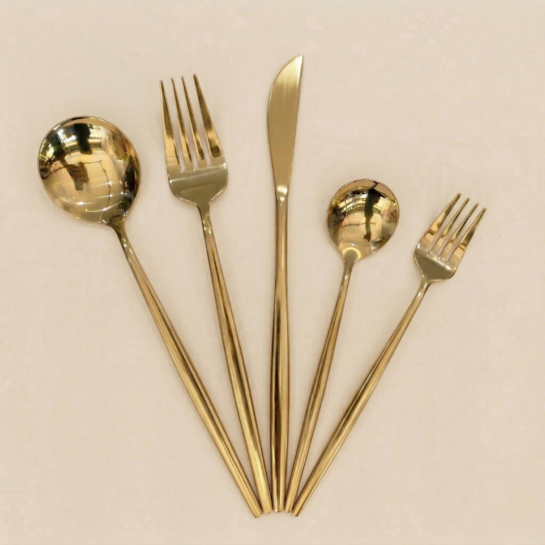 CookinaPlus Royal Gold 24 Parça 6 Kişilik Lüks Çatal Bıçak Takımı