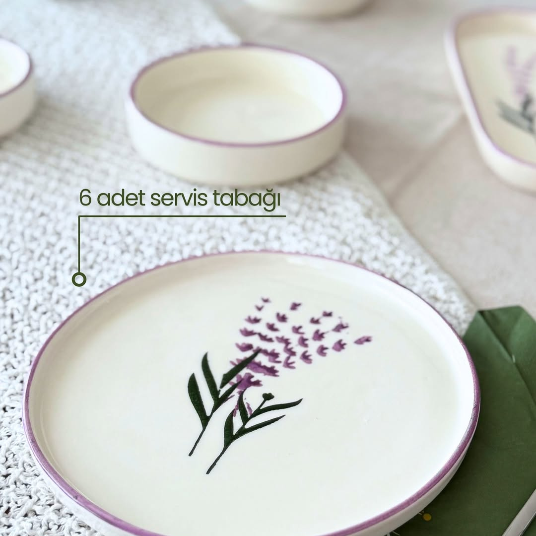 Kahvaltı Takımı 14 Parça Lavanta Desenli
