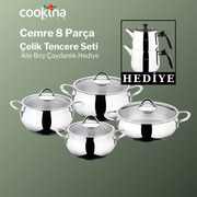 Cemre 8 Parça Çelik Tencere ( Çayanlık Hediye)