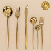 CookinaPlus Royal Gold 36 Parça Lüks Çatal Bıçak Takımı