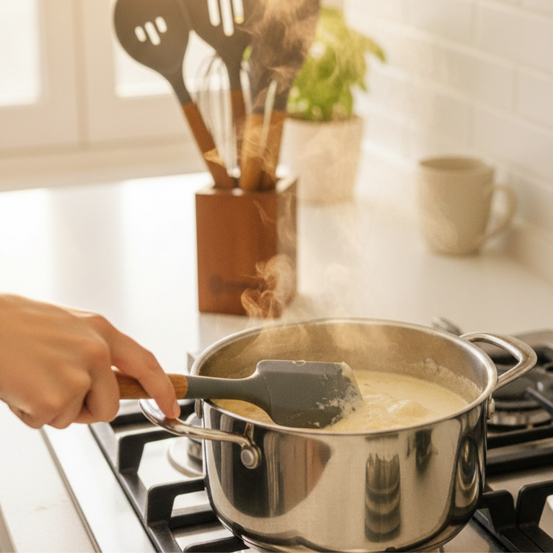 Molino Klasik Gri Silikon & Akasya Ahşap Mutfak Servis Seti (8 Parça)