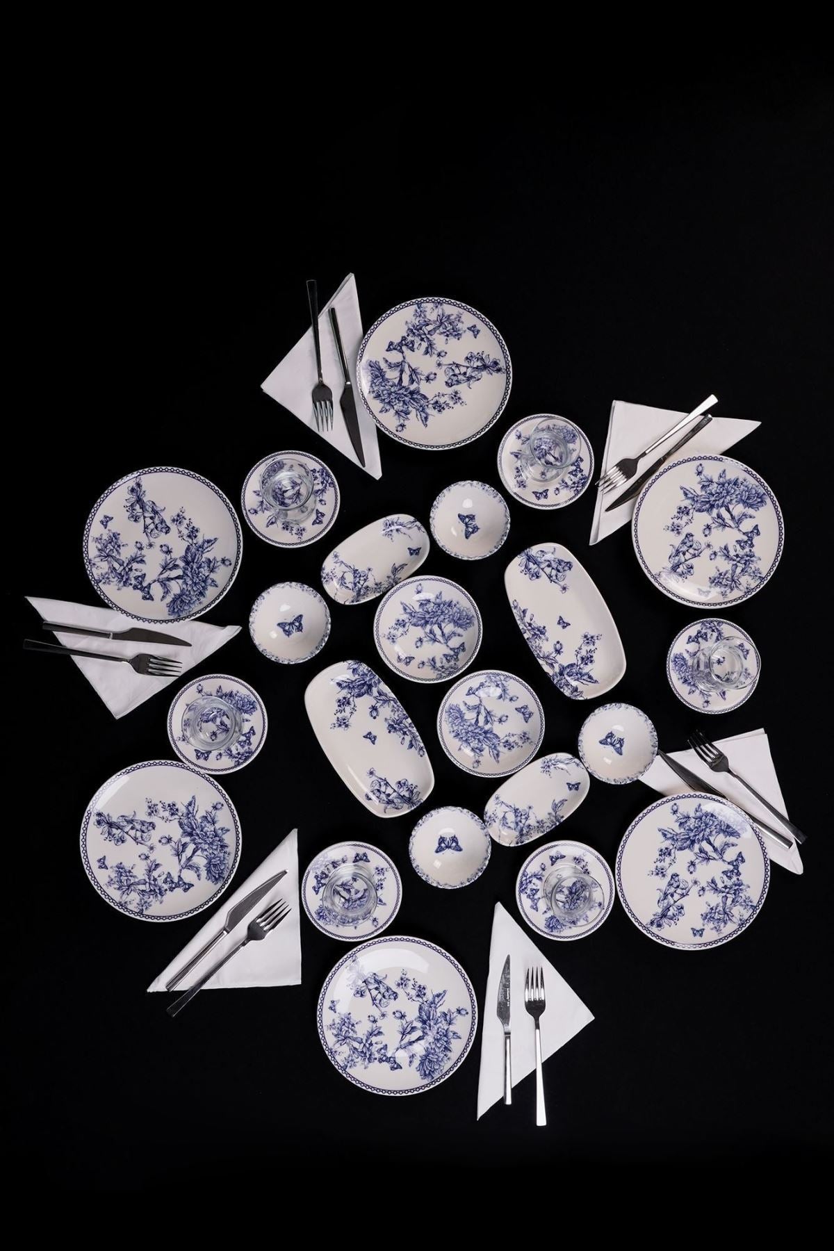 Blue Blossom 22 Parça 6 Kişilik Kahvaltı Takımı Porselen