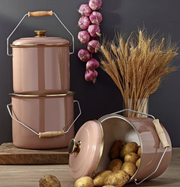 Emaye 3'lü Pembe Bakraç Seti 20-22-24 Cm