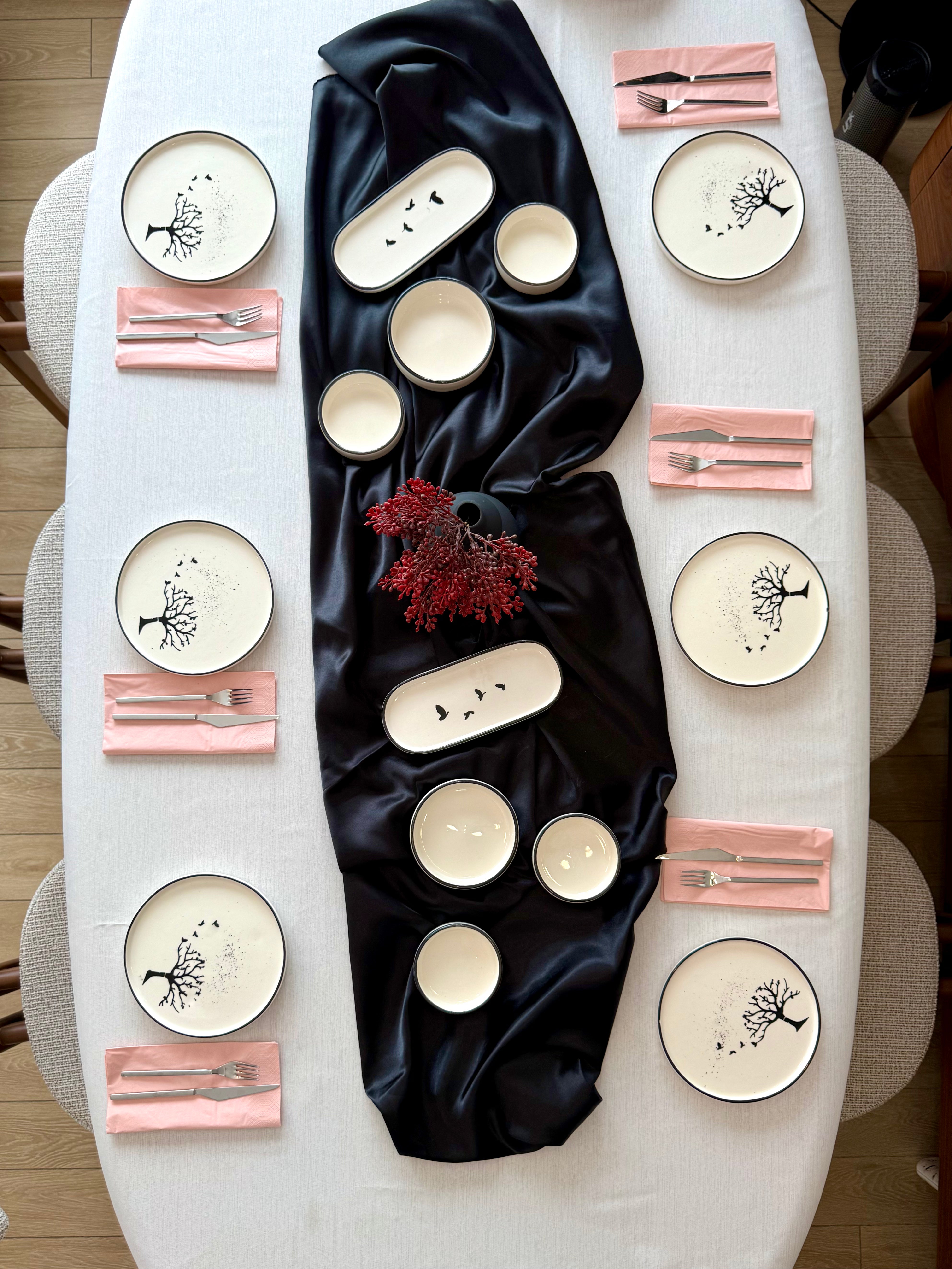 Kahvaltı Takımı 14 Parça Hayat Ağacı Desenli