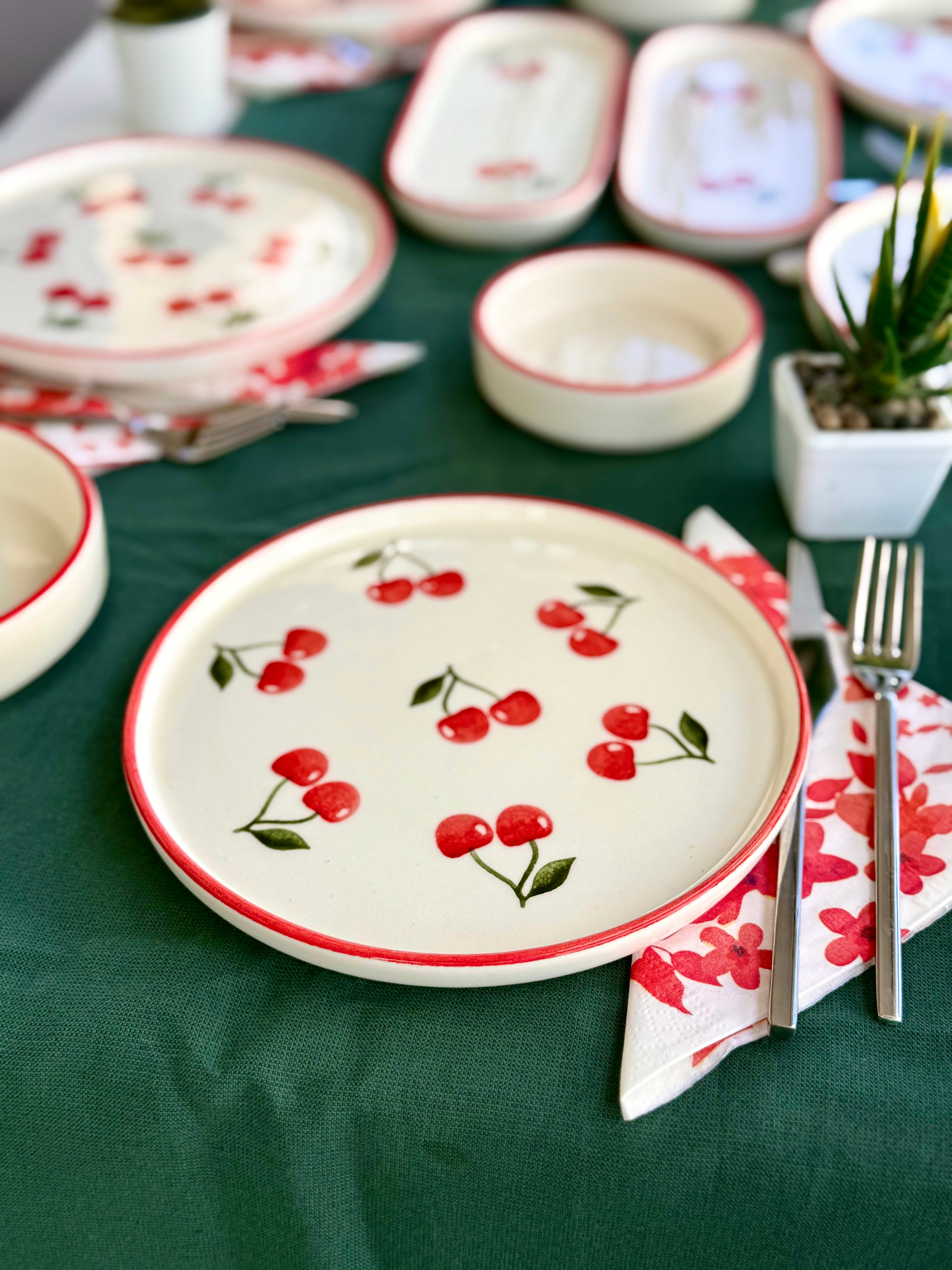 Kahvaltı Takımı 14 Parça Kiraz Desenli