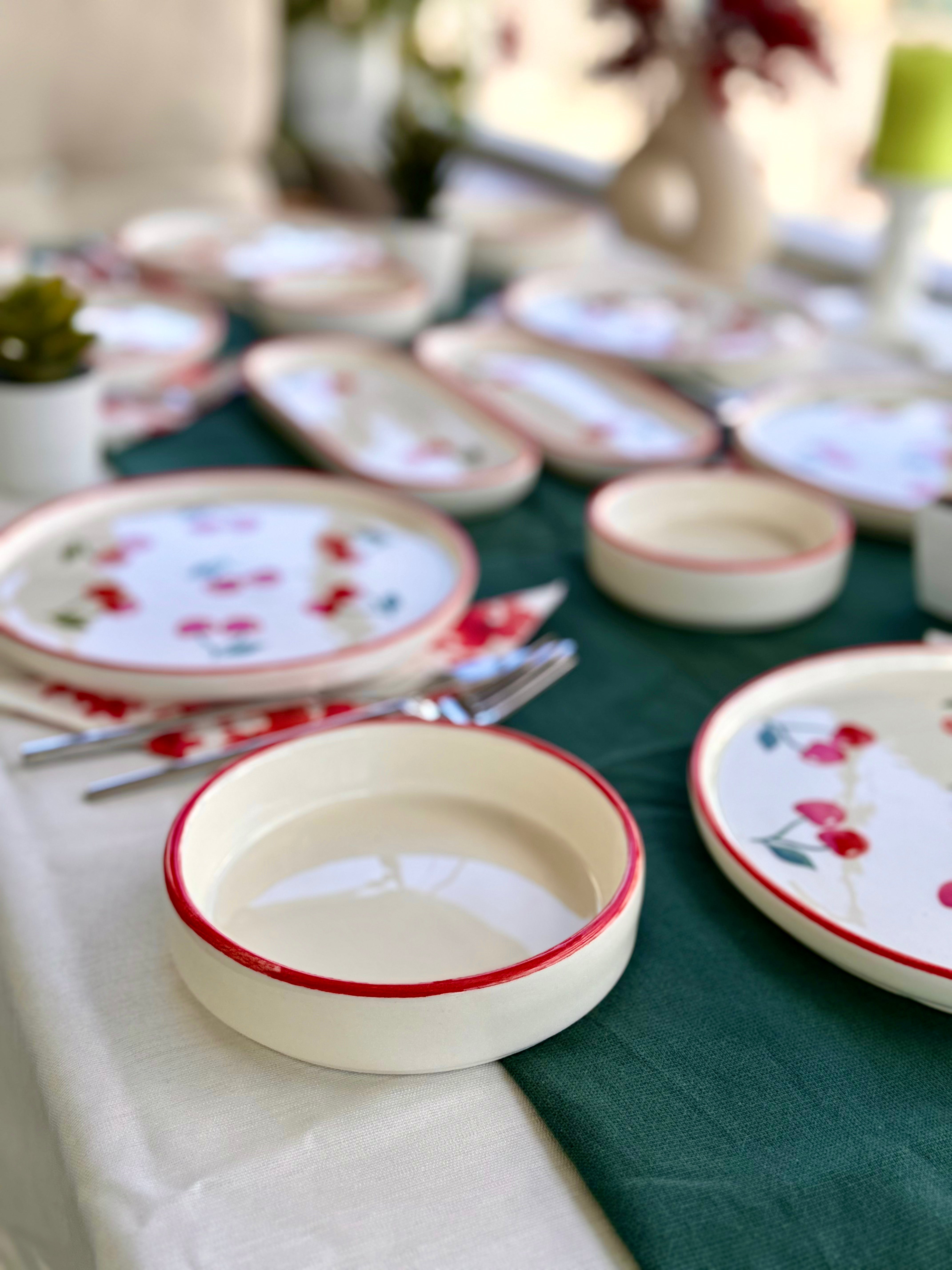 Kahvaltı Takımı 14 Parça Kiraz Desenli