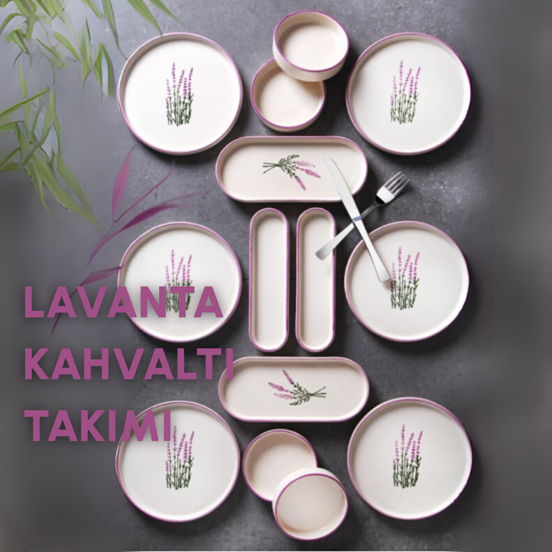 Kahvaltı Takımı 14 Parça Lavanta Desenli