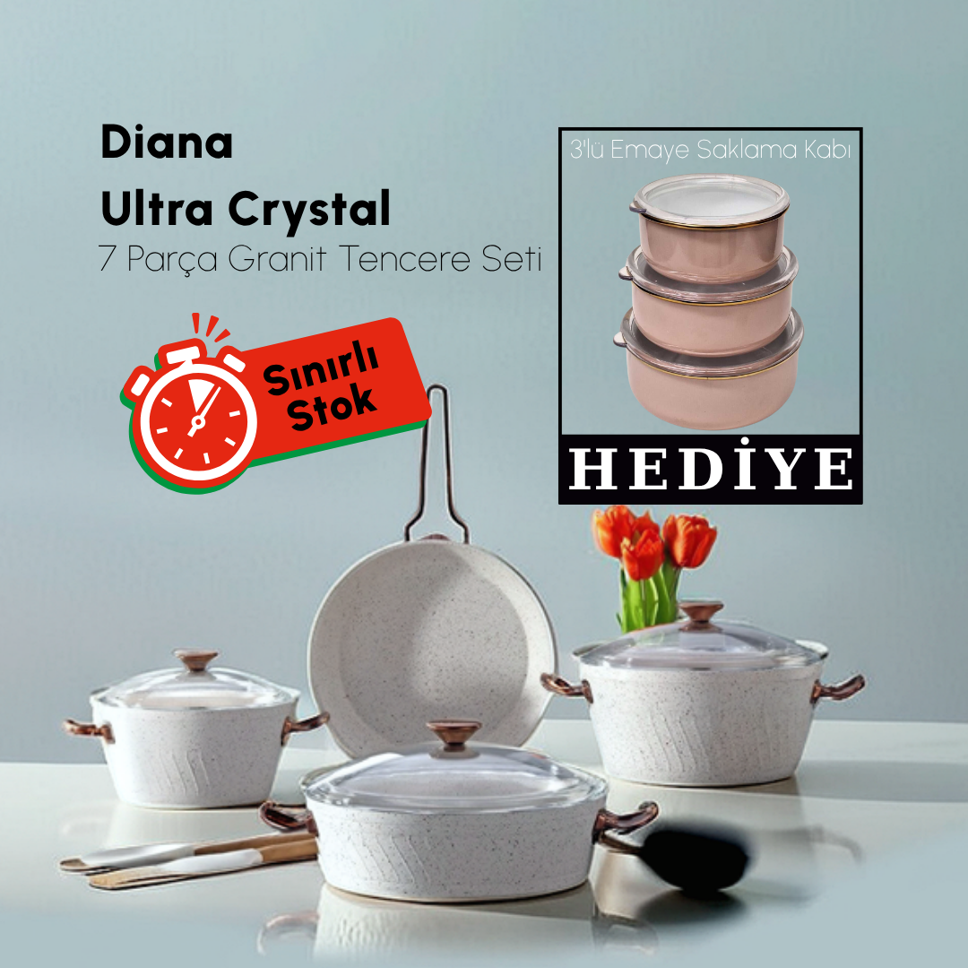 Emaye Saklama Kabı Hediyeli-Diana Ultra Crystal Granit