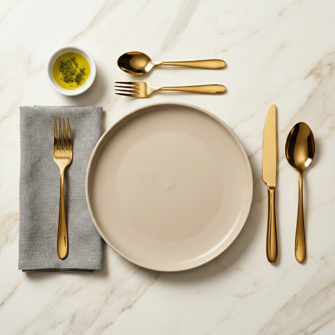 CookinaPlus Royal Gold 36 Parça Premium Çatal Bıçak Takımı - 18/10 Paslanmaz Çelik