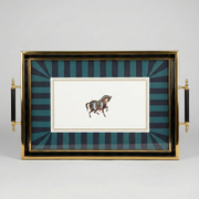 Cookina Plus Royal Equestrian - Gold Kenarlı At Figürlü Lüks Sunum Tepsisi (41x28 cm)