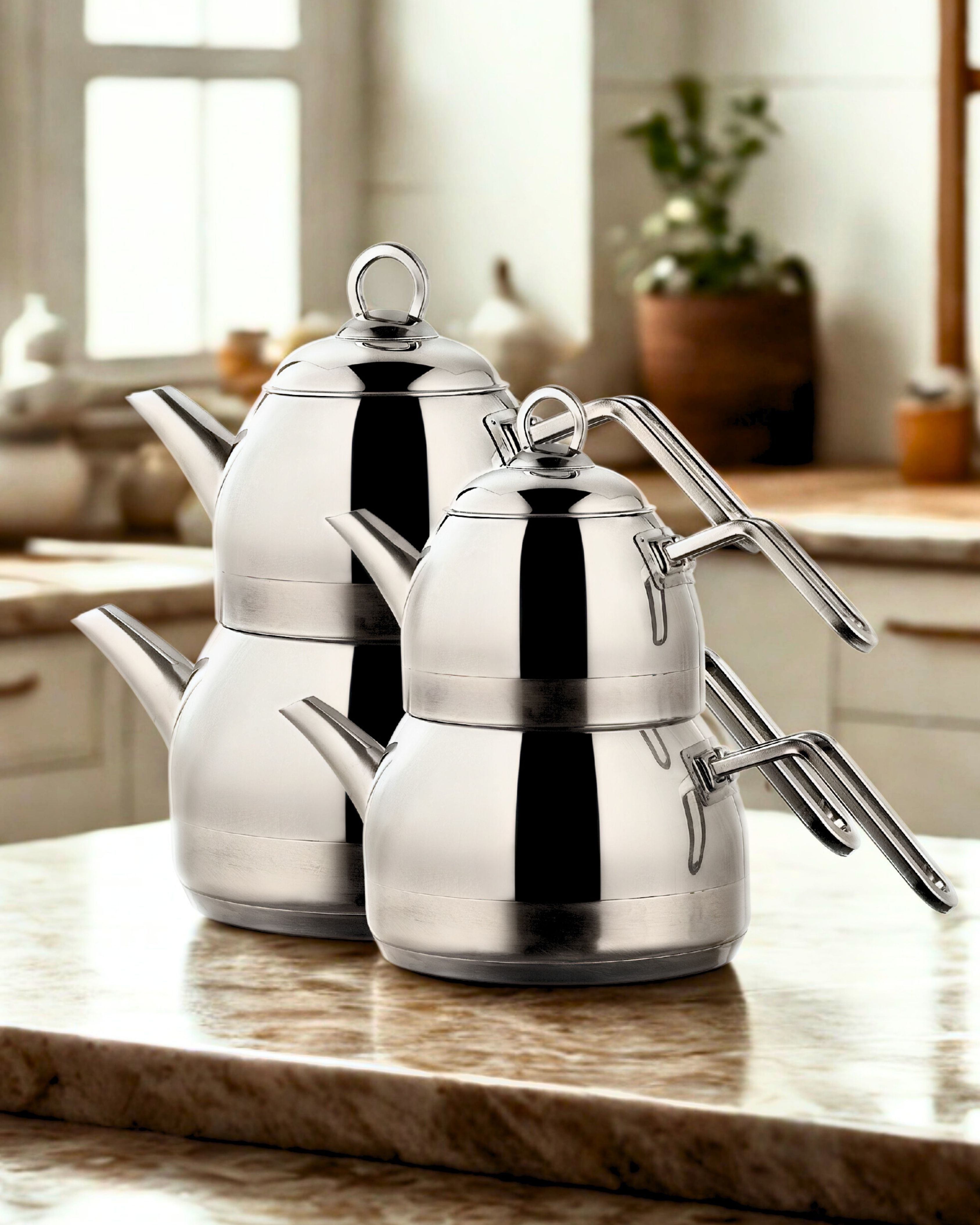 Cookina Plus Çaydanlık İkili (Aile Boy+Orta Boy)