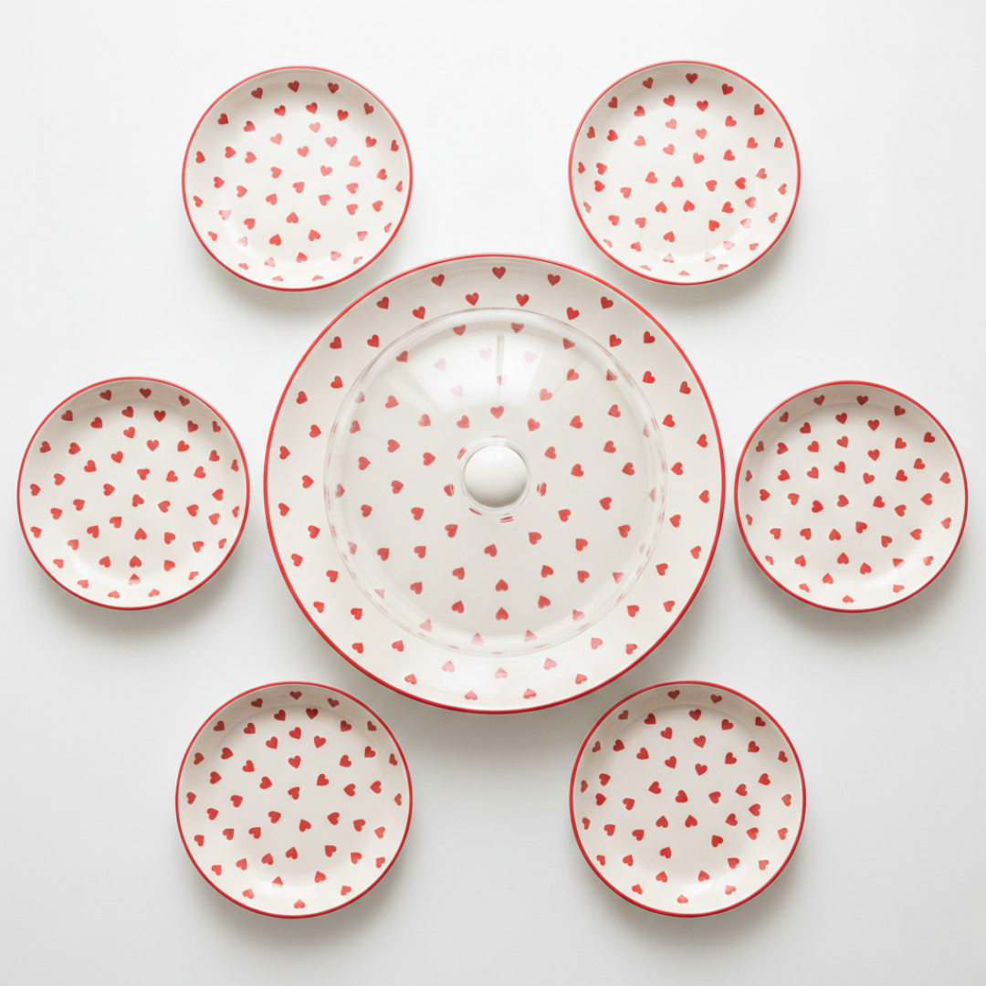 Cookina Love Serisi: 8 Parça Kalpli Fanuslu Pasta & Sunum Seti (Özel Tasarım)