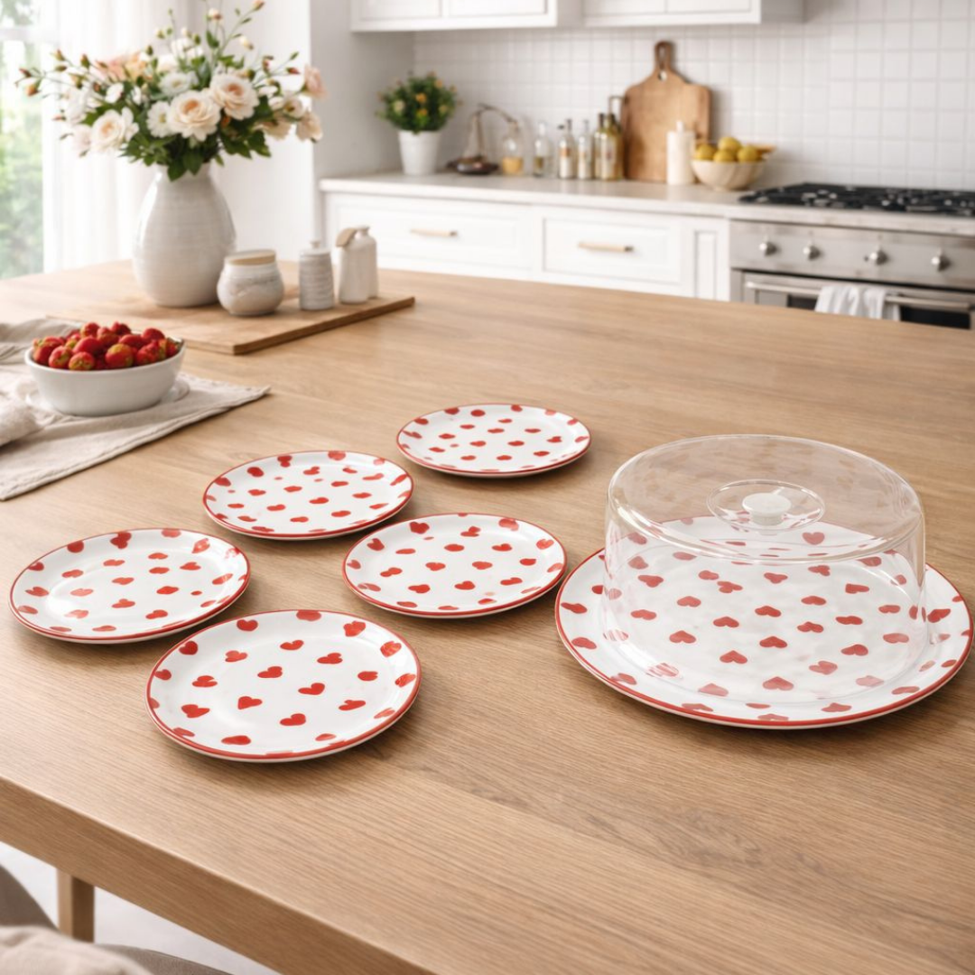 Cookina Love Serisi: 8 Parça Kalpli Fanuslu Pasta & Sunum Seti (Özel Tasarım)