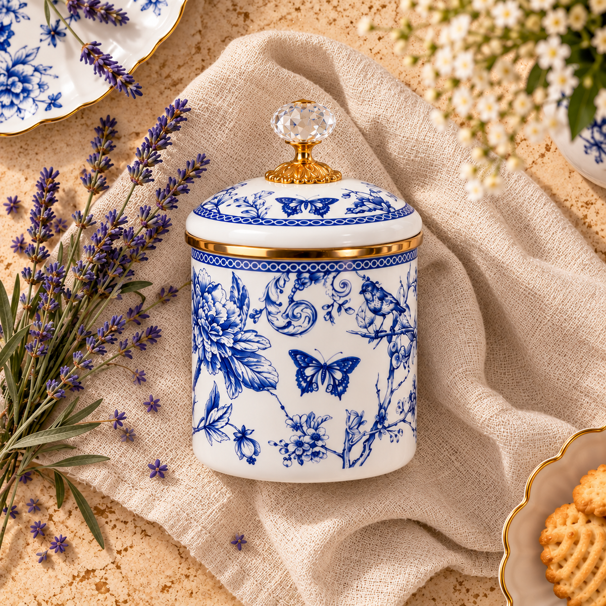 Cookina Plus Blue Blossom 12cm Emaye Kavanoz