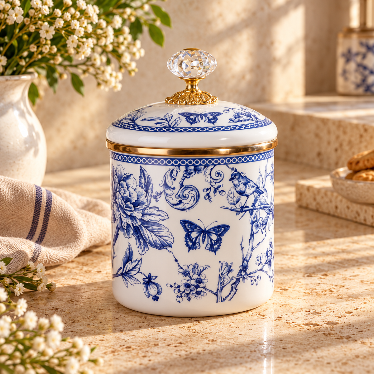 Cookina Plus Blue Blossom 12cm Emaye Kavanoz