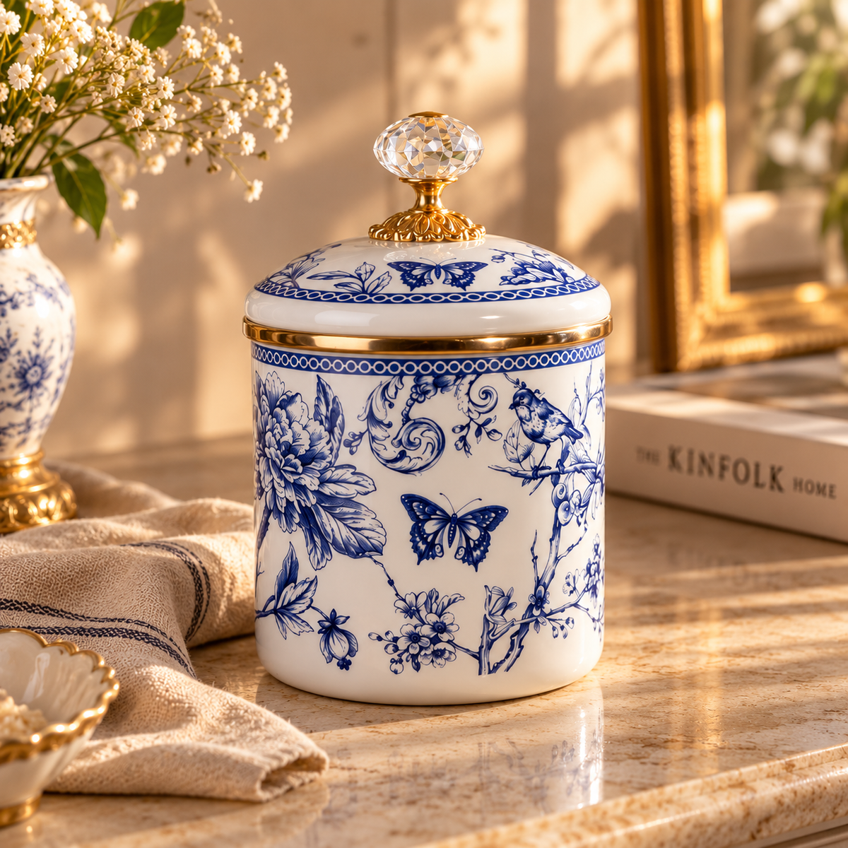Cookina Plus Blue Blossom 12cm Emaye Kavanoz