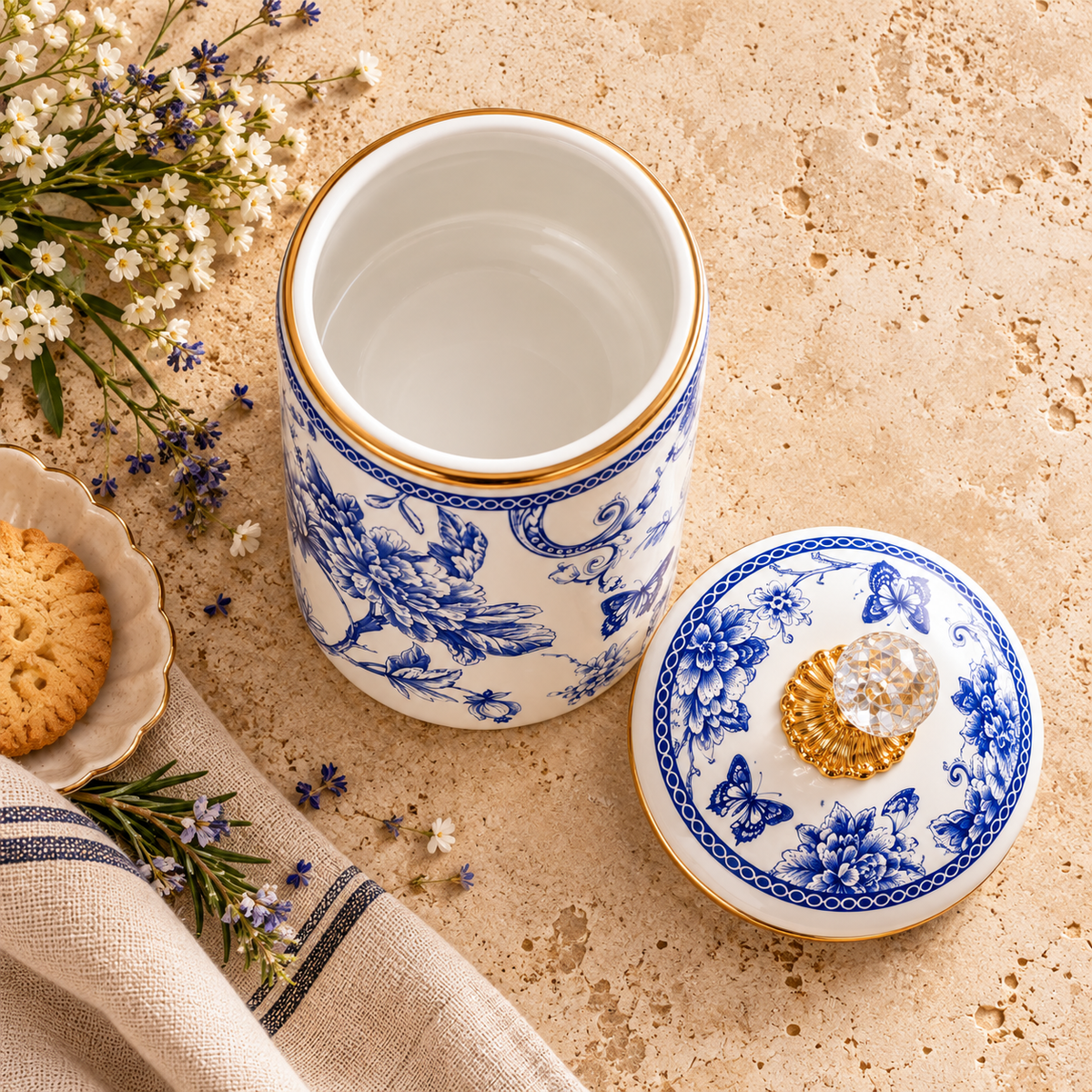 Cookina Plus Blue Blossom 15cm Emaye Kavanoz