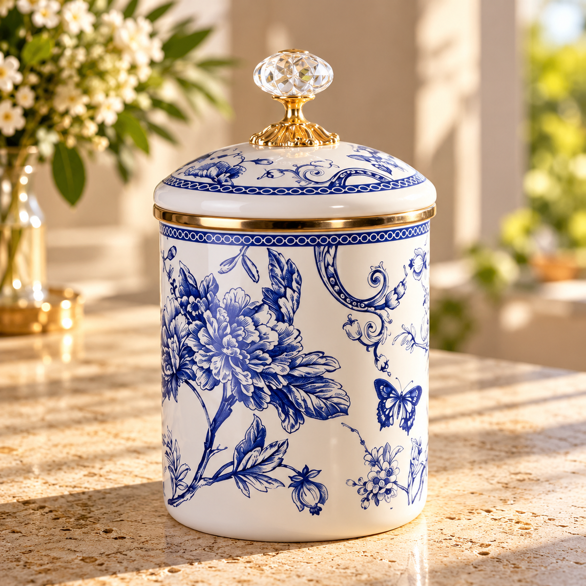 Cookina Plus Blue Blossom 15cm Emaye Kavanoz