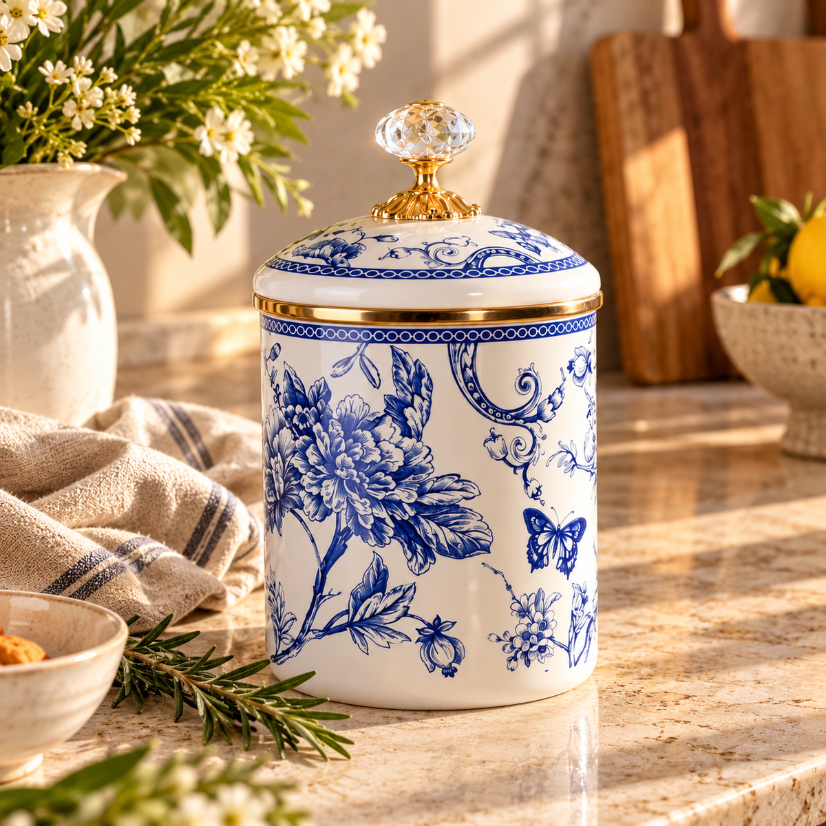 Cookina Plus Blue Blossom 15cm Emaye Kavanoz