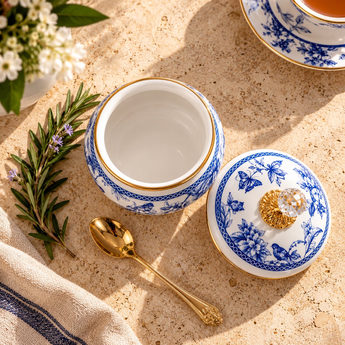 Cookina Plus Blue Blossom Emaye 12cm Şekerlik