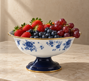 Cookina Plus Blue Blossom Emaye 30cm Ayaklı Meyvelik