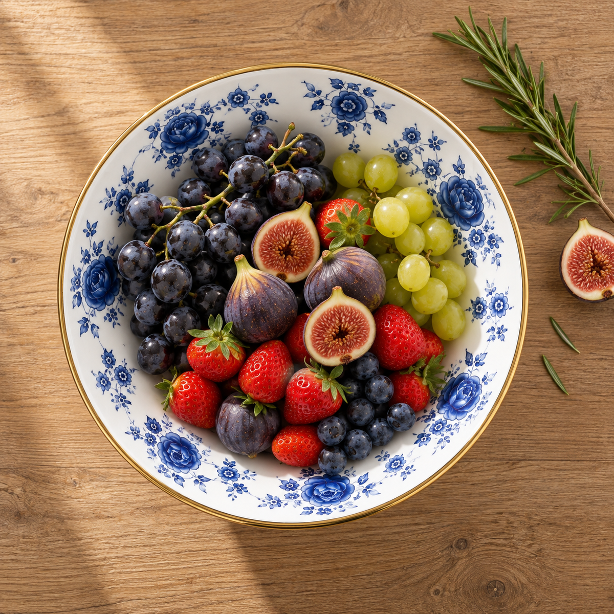 Cookina Plus Blue Blossom Emaye 30cm Ayaklı Meyvelik