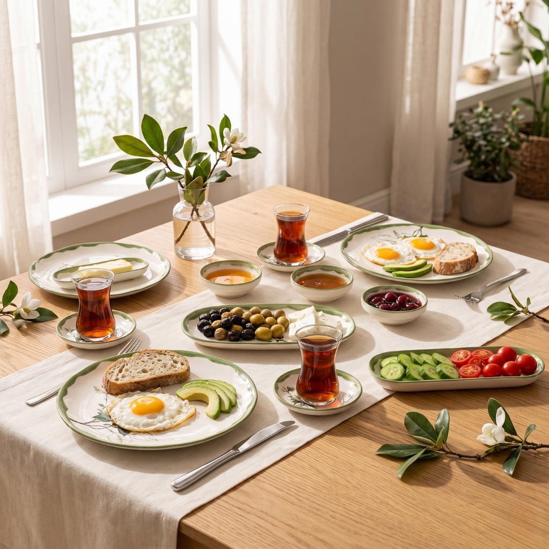 Cookina Plus Magnolia 29 Parça 6 Kişilik Porselen Kahvaltı Takımı