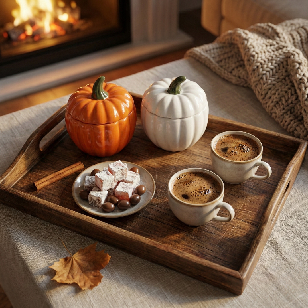 Cookina Dekoratif Seramik Kabak Şekerlik & Sunumluk Seti (9cm)