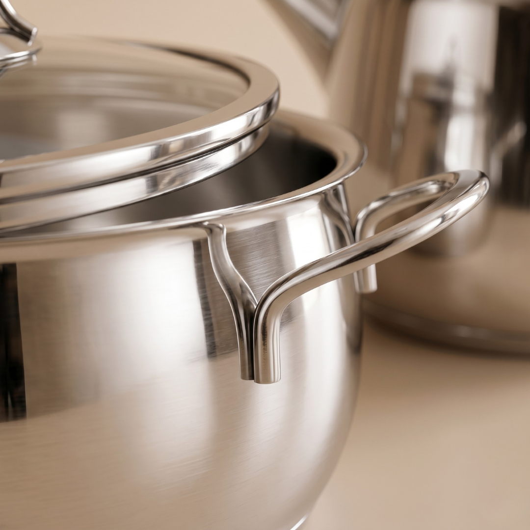 4'lü Çelik Tencere Seti + Çelik Midi Çaydanlık Hediyeli | CookinaPlus