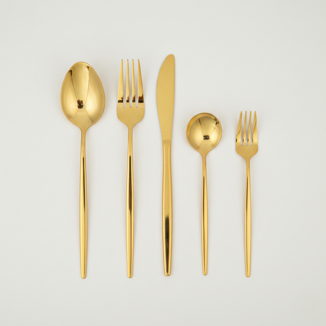 CookinaPlus Royal Gold 30 Parça Lüks Çatal Bıçak Takımı