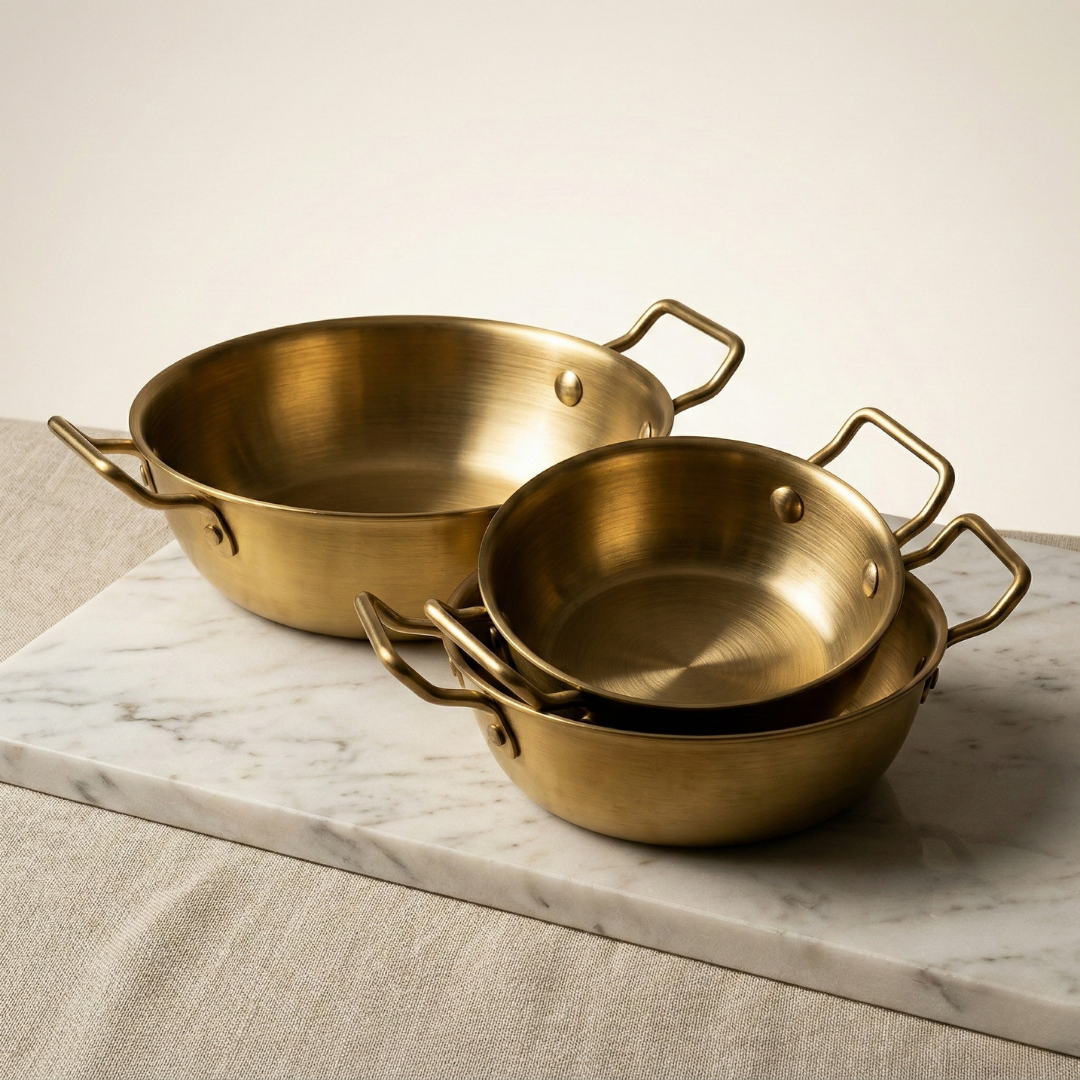 CookinaPlus 3'lü Premium Gold Sahan Sunum Seti | 10.5cm - 13cm - 14cm