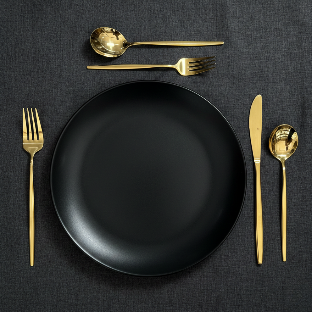 CookinaPlus Royal Gold 60 Parça 12 Kişilik Lüks Çatal Bıçak Takımı