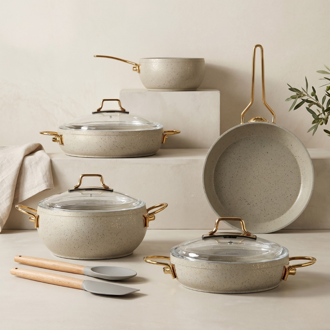 Cookina Plus Oslo Stone 7 Parça Premium Granit Tencere Seti