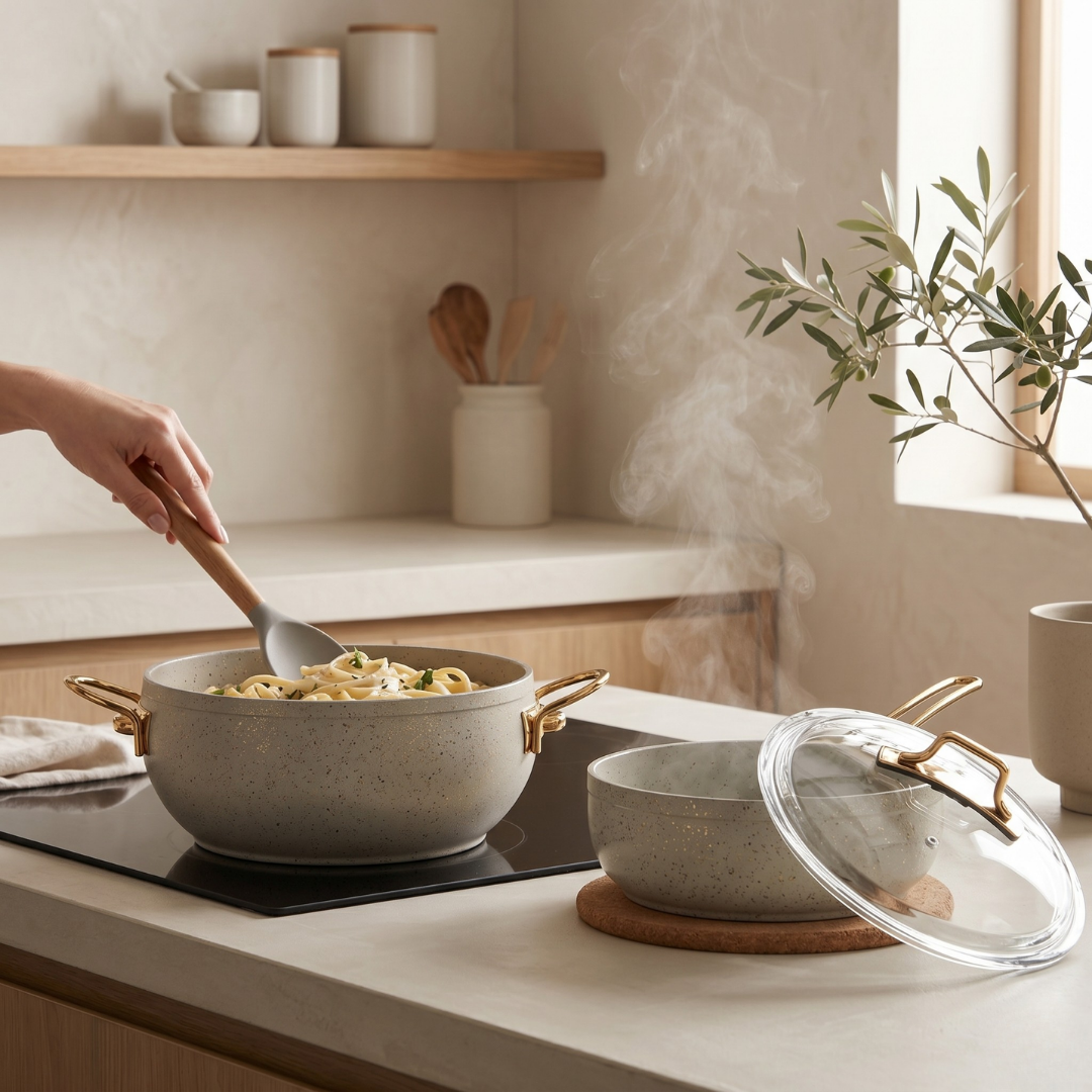 Cookina Plus Oslo Stone 7 Parça Premium Granit Tencere Seti