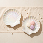 CookinaPlus Pearlina 6 Parça İstiridye Formlu Porselen İkram ve Pasta Tabağı Seti