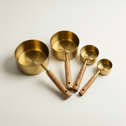 CookinaPlus Royal Gold serisi ahşap saplı 4'lü lüks ölçü kabı seti.