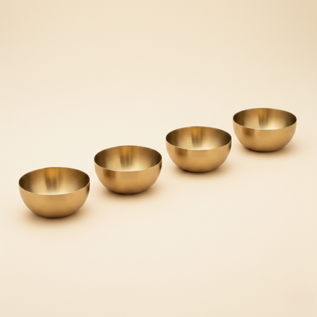 CookinaPlus 4'lü gold çelik çerezlik sunum kasesi