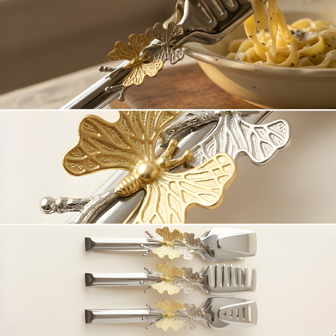 Royal Butterfly 3'lü Premium Paslanmaz Çelik Servis Seti - Silver