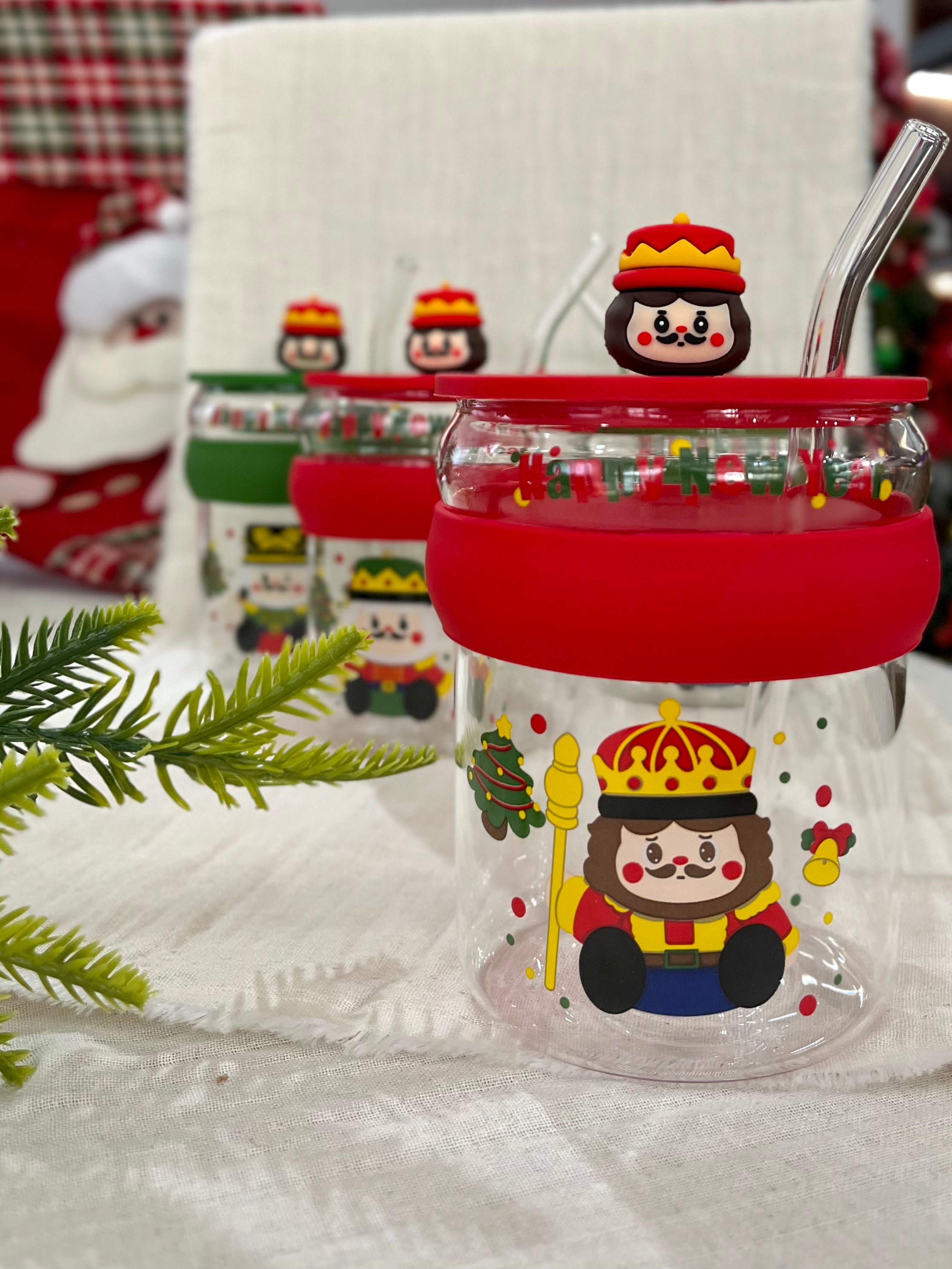 Yılbaşı Figürlü Pipetli Bardak