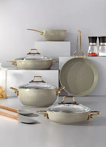 Marbella 8 Parça Nardo Gri Güveç Model Tencere Seti