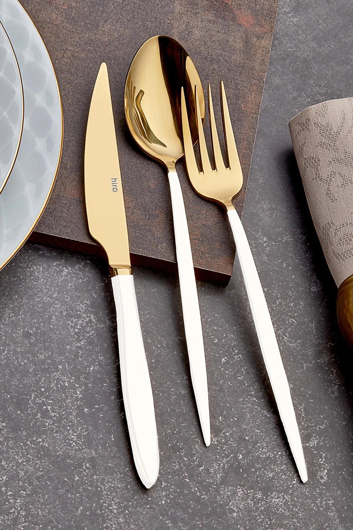 İstanbul Gold Beyaz Sedef 18 Parça Emotion Kaşık Çatal Bıçak Seti