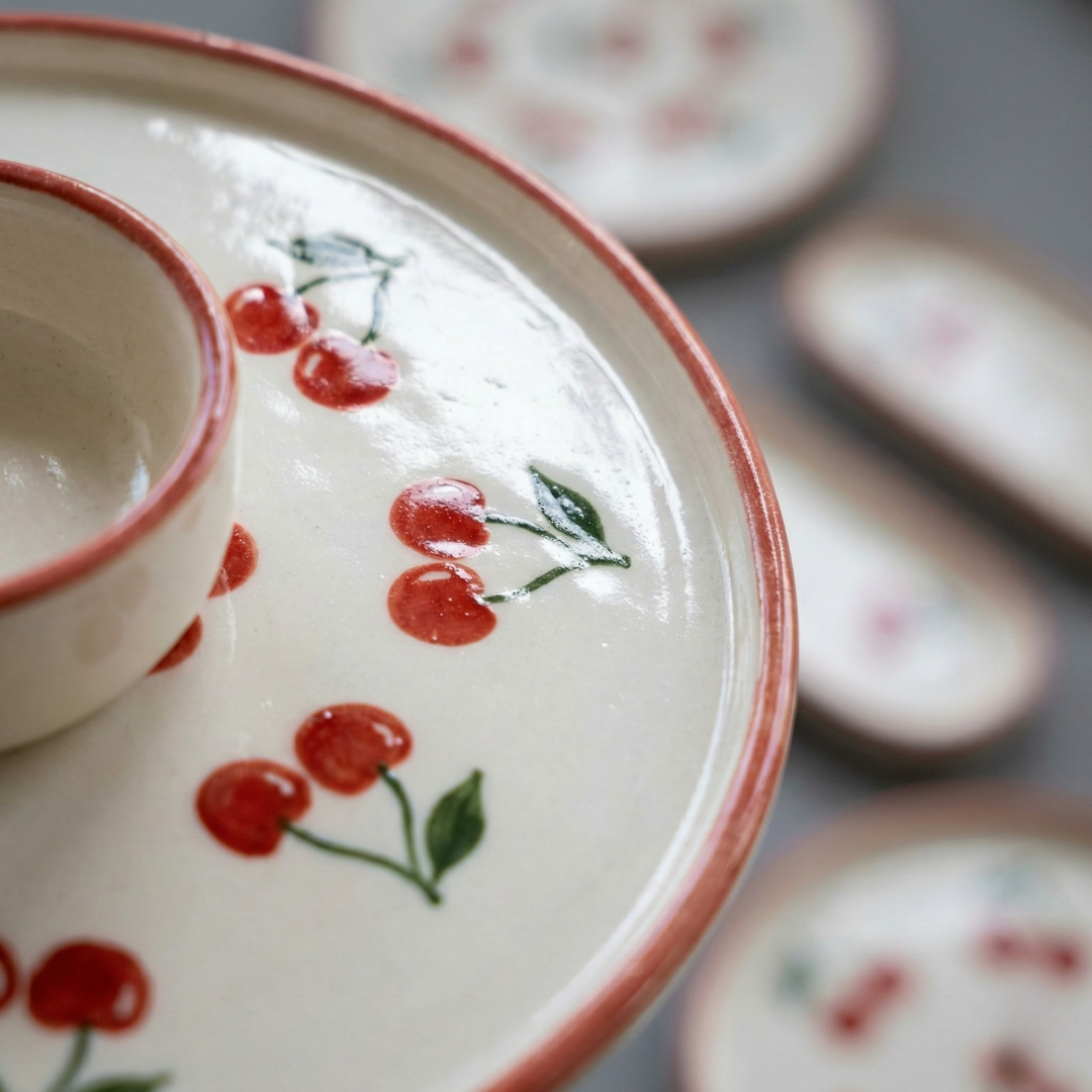 Kahvaltı Takımı 14 Parça Kiraz Desenli