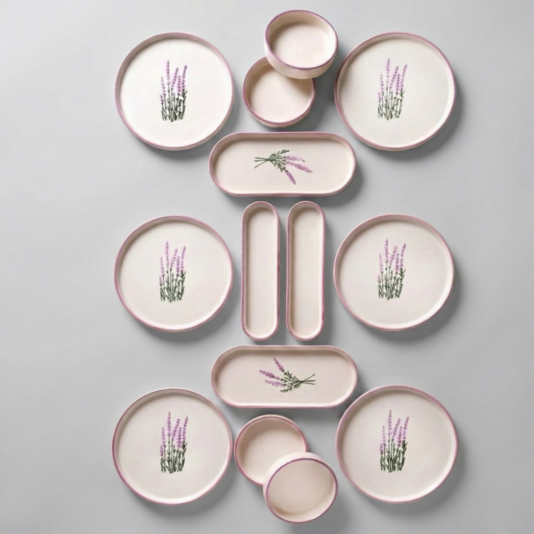 Kahvaltı Takımı 14 Parça Lavanta Desenli