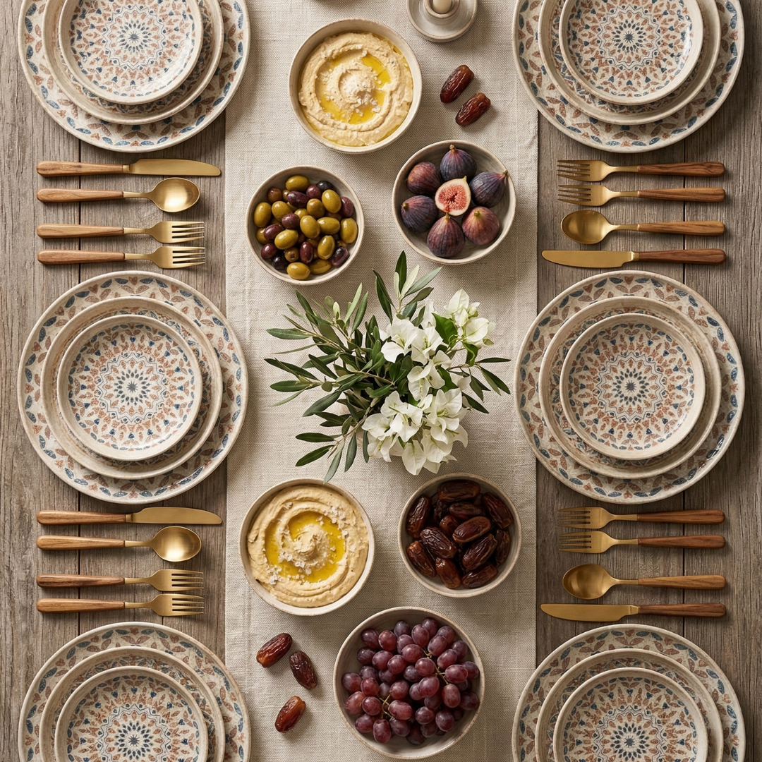 CookinaPlus Etnik Mandala 24 Parça 6 Kişilik Premium Porselen Yemek Takımı