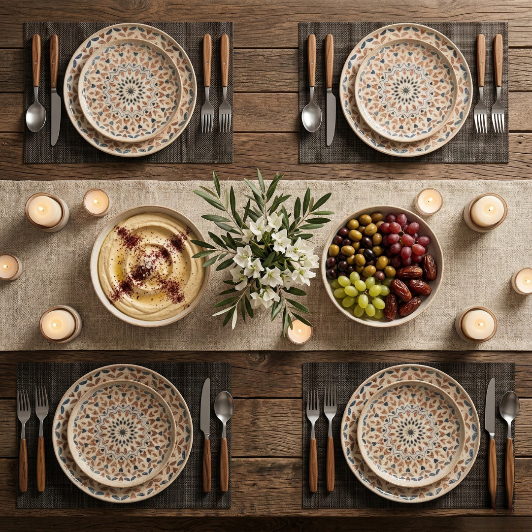 CookinaPlus Etnik Mandala 24 Parça 6 Kişilik Premium Porselen Yemek Takımı